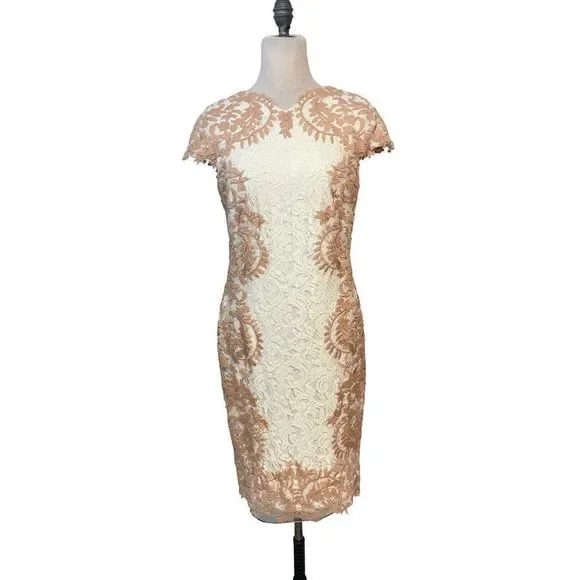 Tadashi Shoji | Dresses | Tadashi Shoji Peach Cream Lace Sheath Dress |  Poshmark